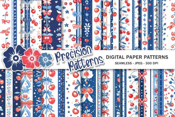 Coquette 4th of July Cherry Seamless Pattern Guide