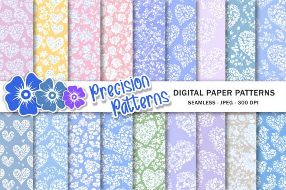 Elevate Designs with Blue Floral Heart Patterns