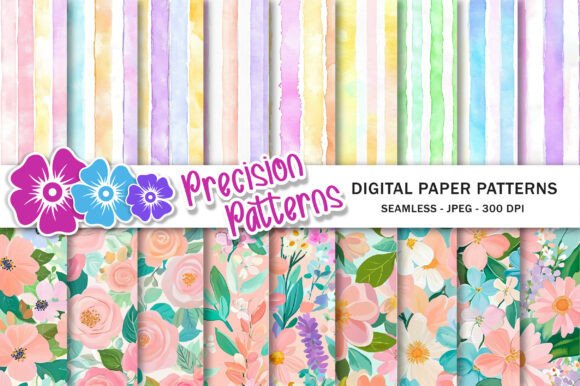 Evaluating Watercolor Floral Pastel Stripes Pattern for Modern Design Projects